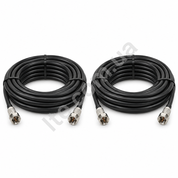 Кабельна збірка RG-6 75 Ом / конектори F-male (2 &times; 5 метрів) INET-005008 фото