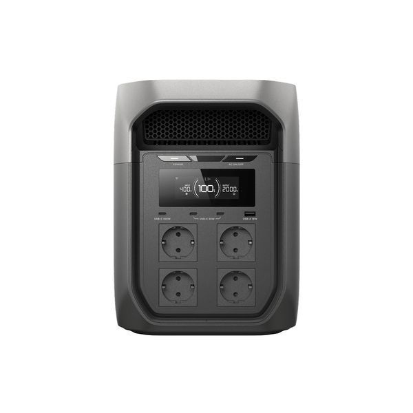EcoFlow DELTA 3 Max EU &mdash; передня панель, дисплей, USB та чотири розетки 230 В